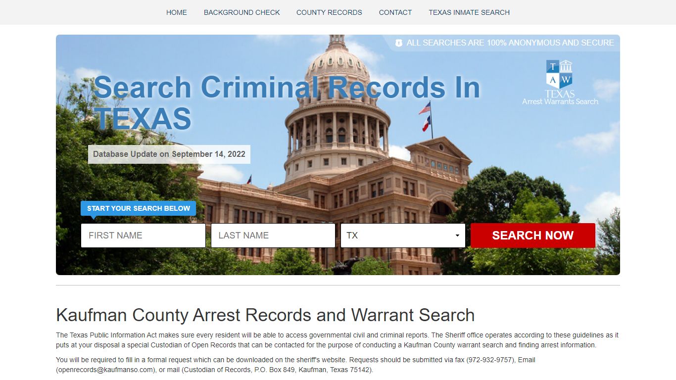 Kaufman County Arrest Records and Warrant Search